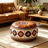 Puf de almacenamiento con patrón geométrico étnico bohemio para sala de estar, taburete redondo de lujo ligero para ocio, de pie, multiusos, impermeable