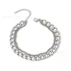 Pulseira de Aço Titânio Dupla Camada com Elo Cubano Cruzado para Homens Moda de Luxo Leve Personalidade Versátil Joias Acessórios que Não Desbotam