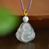Colgante de Calcedonia Ágata de Alta Calidad con Amuleto de la Paz, Frijol de la Fortuna, Buda Guanyin, Pixiu, Bolsa de Dinero, Accesorio para Collar