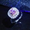 Anillo de Moda Europeo y Americano Micro-incrustado Diamante Amarillo Anillo de Cristal Rosa con Forma de Gota de Agua Pera para Mujer Joyería de Lujo Exagerada Personalizada Anillo para Mujer
