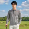 Camisa Polo para hombre, casual, deportiva, de manga larga, T-shirt Sorona, para negocios, para ir al trabajo, con cuello, transpirable, top Polo para hombre