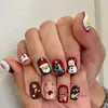 Coleção de nail art de Natal transfronteiriça: Pontas de unha pré-desenhadas, prontas para usar e adesivos para unhas postiças, 24 peças, designs de nail art de Natal removíveis