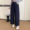Jeans branco cropped de algodão lavado com perna larga para mulheres, novo estilo primavera/outono, ideal para baixinhas, calça reta solta e que afina