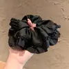 2025 Nuevo Estilo Gama Alta Banda Negra de Cristal Satín Encaje Cuerda para el Cabello Banda Elástica Accesorios Versátiles Diarios para el Cabello para Mujeres