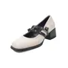 Zapatos Mary Jane Cuadrados para Mujer con Doble Hebilla Estilo Dulce y Fresco Modelo Nuevo 2026 Tacón Grueso Zapatos con Hebilla Boca Baja de Cuero para Mujer