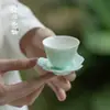 Taza de Té Glaseada de Color Puro Mi Yan con Juego de Posavasos Taza de Té Kung Fu Taza Individual Cerámica Hecha a Mano Taza de Degustación Fina Taza Maestra