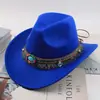 Sombrero de Lana Negro para Mujer de Comercio Exterior Europeo y Americano Primavera y Otoño, Retro Británico de Ala Ancha Versátil para Actuación en Escenario Jazz Hombres