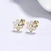 Aretes de Flor Lindos de Epoxi Aretes de Plata 925 Lujo Ligero Aretes de Alta Gama para Mujer Joyería Transfronteriza Regalo de Cumpleaños