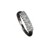 Anel de Três Fileiras com Diamantes Banhado a Cobre e Prata Venda Quente Transfronteiriça Design de Moda Anel de Zircônia Atacado