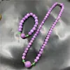 Nuevo Collar de Cuentas Redondas de Jade Morado, Cadena para Clavícula de Mujer, Juego de Pulseras
