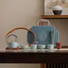 Producto Creativo del Patrimonio Cultural Inmaterial: Juego de Té de Viaje de Cinco Hornos Famosos, Taza de Servicio Rápido, Tetera con Asa, Juego Completo para Sala de Estar, Conveniente Regalo Corporativo