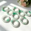 Anillo de Jade Blanco Horneado con Jade Verde, Anillo de Jade Ba Shan, Estilo de Pareja Moderno y Versátil, Anillo de Jade Yangchun Baixue