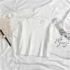 Camiseta de manga corta para mujer, corta, color sólido, corte ajustado, que expone el ombligo, diseño ajustado, cintura alta, bm, nicho, para chicas populares, top de moda para ins