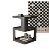 Mesa lateral de luxo leve, sofá de sala de estar para apartamento pequeno, mini mesa de centro, mesa de cabeceira para quarto, prateleira de armazenamento simples e moderna, mesa pequena