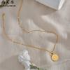 Collar de marca redonda con cabeza de reina de explosiones transfronterizas, literatura de comercio exterior y arte, diseño retro, cadena de clavícula con monedas, una generación de cabello