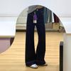 Calça Jeans Azul Desfiada para Mulheres, Novo Estilo Outono, Cintura Alta, Cobre o Quadril, Emagrecimento, Calça Flare de Perna Larga com Forro de Lã