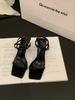 Sandalias de Tacón Alto de Nicho Estilo Francés, Zapatos de Hada, Nuevos de Verano 2026 Elegantes Sandalias Romanas Negras de Tacón de Aguja con Cordones