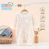 Macacão de bebê para outono e inverno, pijama de algodão puro para recém-nascidos, macacão sem costura, roupa base sem costura Classe A para bebês