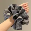 Goma para el pelo de tela de doble capa con estampado elegante estilo coreano para mujer, Sujetador de cola de caballo de alta gama, Goma para el pelo voluminizadora, Accesorio para el pelo, Flor para el pelo