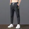Pantalones de Seda de Hielo para Hombre Verano 2024 Nuevos Holgados Talla Grande Pantalones Cintura Elástica Delgados Elásticos Pantalones Casuales de 9 Puntos