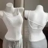 Camiseta sin mangas de tirantes con lunares cruzados y espalda descubierta, chica picante de deseo puro, para mujer con copas, capa interior sexy de verano, top sin mangas para usar por fuera