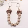 Nuevo Colgante Llavero Cadena de Cuentas Lazo Color Caramelo Acrílico con Accesorios de Anilla de Resorte Pintados de Colores para Decoración