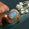 Nuevo Anillo de Estilo Étnico Chapado en Oro Imitación de Calcedonia para Mujer Anillo Abierto de Flor de Imitación de Calcedonia Regalo para el Día de la Madre Cumpleaños