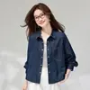 Primavera 2026 Estilo Coreano Simples Casual Versátil Gola Reversível Camisa Jeans Nova Coleção Tops Femininos