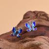 Rey del Ciervo Dorado Simple y Elegante Plata Esterlina S925 Cloisonné Mariposa Pequeño Estilo Nacional Aretes Elegantes para Mujeres