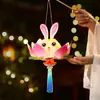 Lanternas do Festival do Meio do Outono Estilo Antigo Lótus Lanternas de Mão Kit de Material DIY para Crianças de Jardim de Infância Lanternas de Coelho Lótus