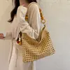 Yuezi 2026 Bolsos de Hombro Versátiles para el Trabajo de Moda de Verano con un Toque Relajado, Gran Capacidad, Bolso Tejido Hueco