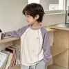 Camada de Base Manga Longa Infantil para Meninos e Meninas, Classe A, Outono e Inverno, Color Block, Top para Usar por Baixo da Roupa, para Crianças Médias e Maiores, Camada de Base Grossa