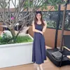Vestido Negro Pequeño Hepburn con Efecto Fruncido, Vestido Negro de Tirantes Ajustado para Mujer, Estilo Francés para Primavera y Verano