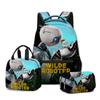 2024 Novo Produto Thewildrobot-Mochila Escolar Robô Selvagem Lancheira Estojo de Lápis de Camada Dupla Conjunto de Três Peças