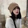Sombrero de Cubo de Terciopelo Estilo Coreano para Mujer en Invierno, Sombrero de Cubeta a Prueba de Frío con Protección para Orejas, Pequeño Jersey que Muestra la Cara, Sombrero de Pescador Cálido y a Prueba de Viento