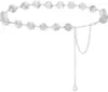 Corrente de Cintura Prata Metalizada com Discos Estilo Retrô Boêmio para Mulheres, Acessório de Cinto de Nicho High-End com Estilo Étnico para Combinar com Vestidos