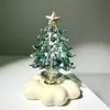 Edición Limitada de Navidad Árbol de Vidrio con Puntos Dorados Brillantes Forma Sólida Estéreo Decoración de Escritorio Festiva Recuerdo Regalo