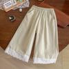 Pantalones Casuales Nuevos para Niñas Primavera y Otoño 2026, Elegantes Pantalones Largos de Pierna Recta de Color Sólido con Adorno de Encaje para Bebés en Otoño