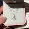 Colar S925 Prata Esterlina Saia Princesa Cheia de Diamante, Presente de Aniversário Nobre e Luxuoso, Corrente de Clavícula Doce e Versátil