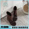 Sandálias de Verão da Moda Femininas 2026 Novo Estilo Sandálias de Dedo Meio da Panturrilha Botas Femininas Franzidas Versáteis de Uma Tira