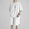 Traje Esportivo Popular de Secagem Rápida para Homens, Seda de Gelo Lisa Ultra Fino Tendência Versátil Solto Casual Moda