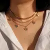 Joias Transfronteiriças Europeias e Americanas Nova Moda Metal Borboleta Colar Multicamadas Corrente Grossa Corrente da Clavícula Acessórios Versáteis Joias Femininas