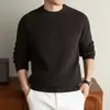 Suéter tejido de peso pesado de 540g con cuello redondo, suéter grueso de moda, color liso, moderno, cómodo y suave, disponible para venta al por mayor