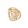 Anillo Abierto Irregular Hueco Redondo de Perla de Imitación Transfronterizo Europeo y Americano, Joyería de Nicho de Gama Alta Única y Exagerada para Mujeres