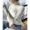Suéter de cachemira de cuello alto para mujer, 100% cachemira pura, sin costuras, cuello alto, suéter de punto suelto con parte inferior.