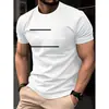 Camiseta de Manga Corta con Estampado de Rayas de Moda para Hombre 2026, Negra, Hombro Normal, Cuello Pequeño, Camiseta Deportiva Casual