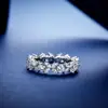 Anillo de diamante multicorte Plata S925 anillo pequeño de diamante roto forma de aceituna XO corte redondo anillo de diamante de simulación de moda mujeres