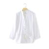 Camisa fina de color liso para hombre, nueva primavera 2023, estilo chino, holgada, de manga larga, con cuello, informal, de lino