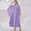 Item de Liquidação 2503: Vestido Elegante de Cor Sólida com Decote V e Pedrarias Costuradas à Mão, Emagrecedor e Valorizador, Vestido Longo Elegante