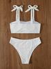 Traje de baño bikini dividido para mujer de color sólido con copas desmontables y bragas con relleno